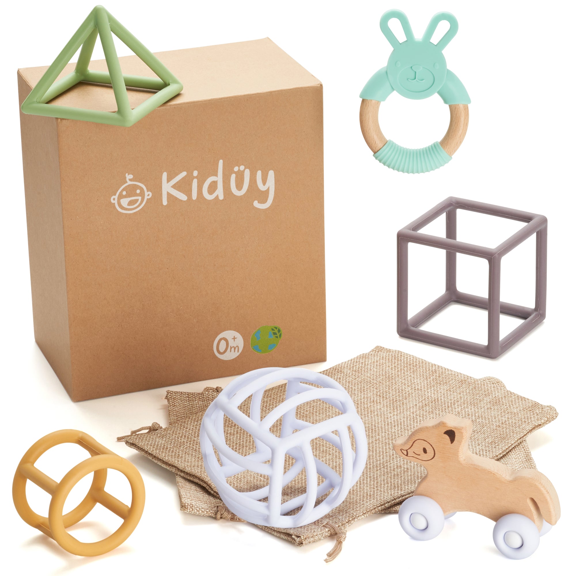Kidüy - Set d'Éveil Sensoriel Montessori en Bois pour Bébé