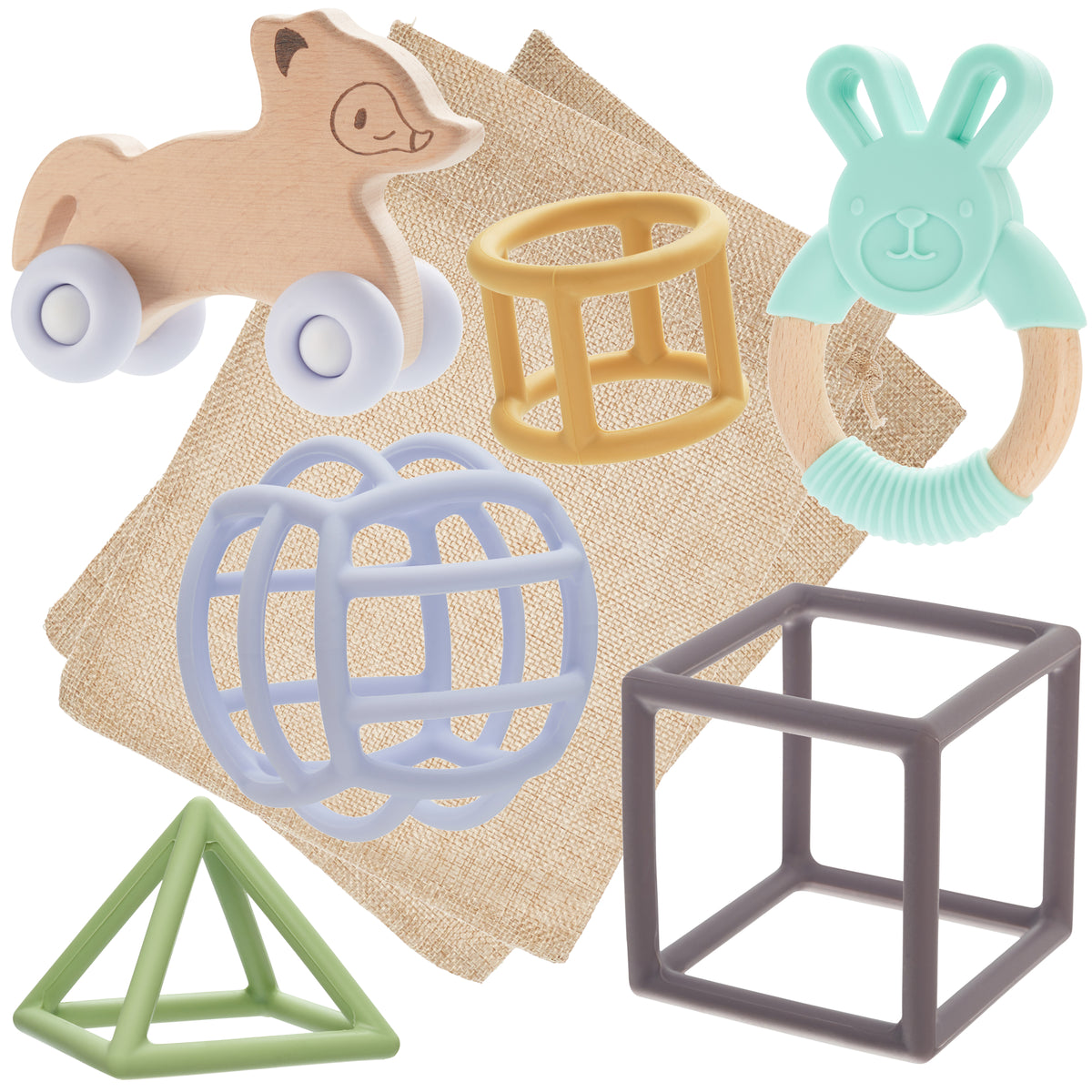 Foykay®, jouets éveil Montessori bois silicone: Anneau, Hochet, Balle  sensorielle, Puzzle Bebe